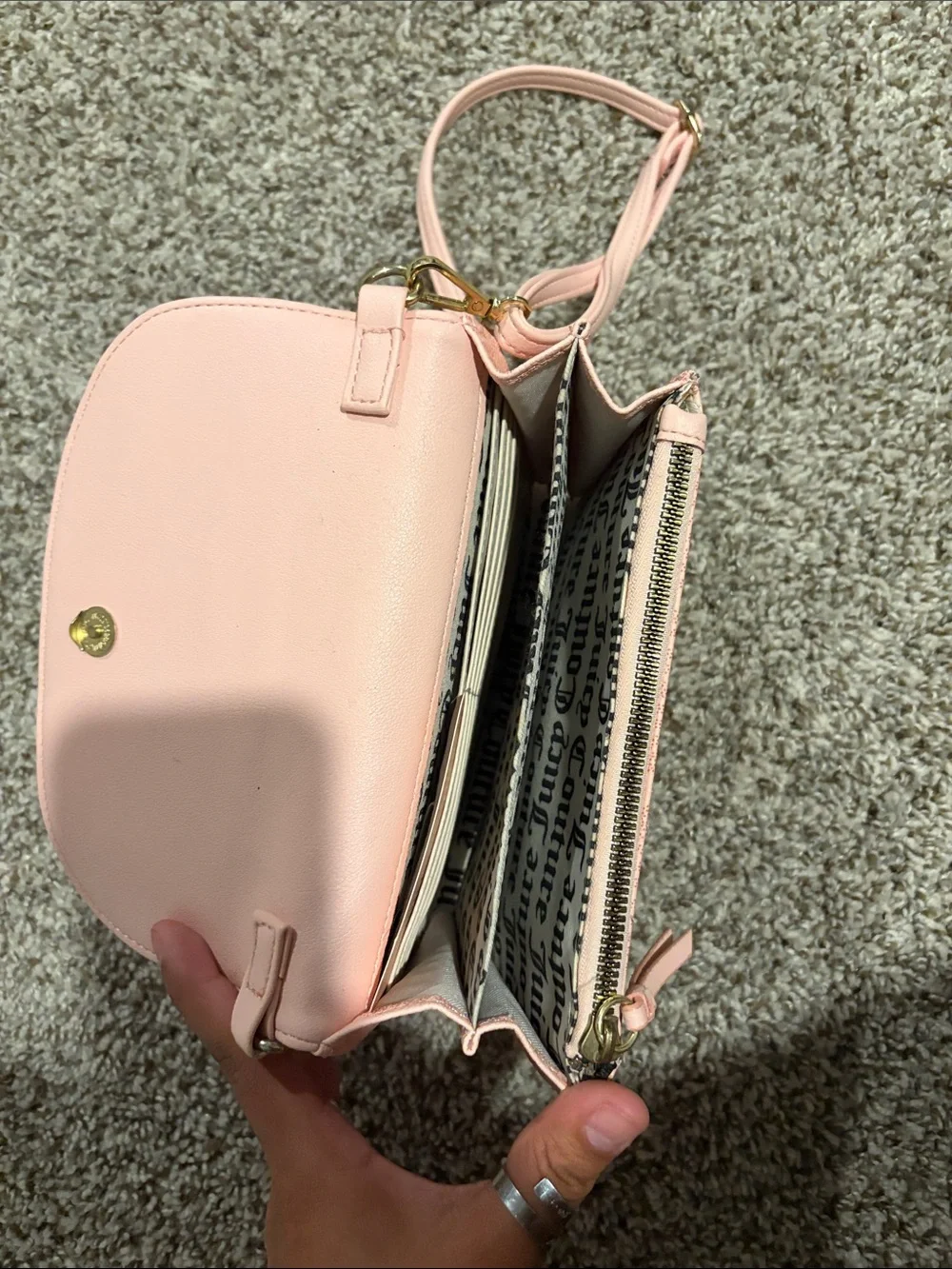 Juicy Couture Light Pink Crossbody with Gold-Tone Emblem